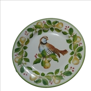 Andrea by Sadek Williamsburg Partridge in a Pear Tree Green Band Dinner Plate